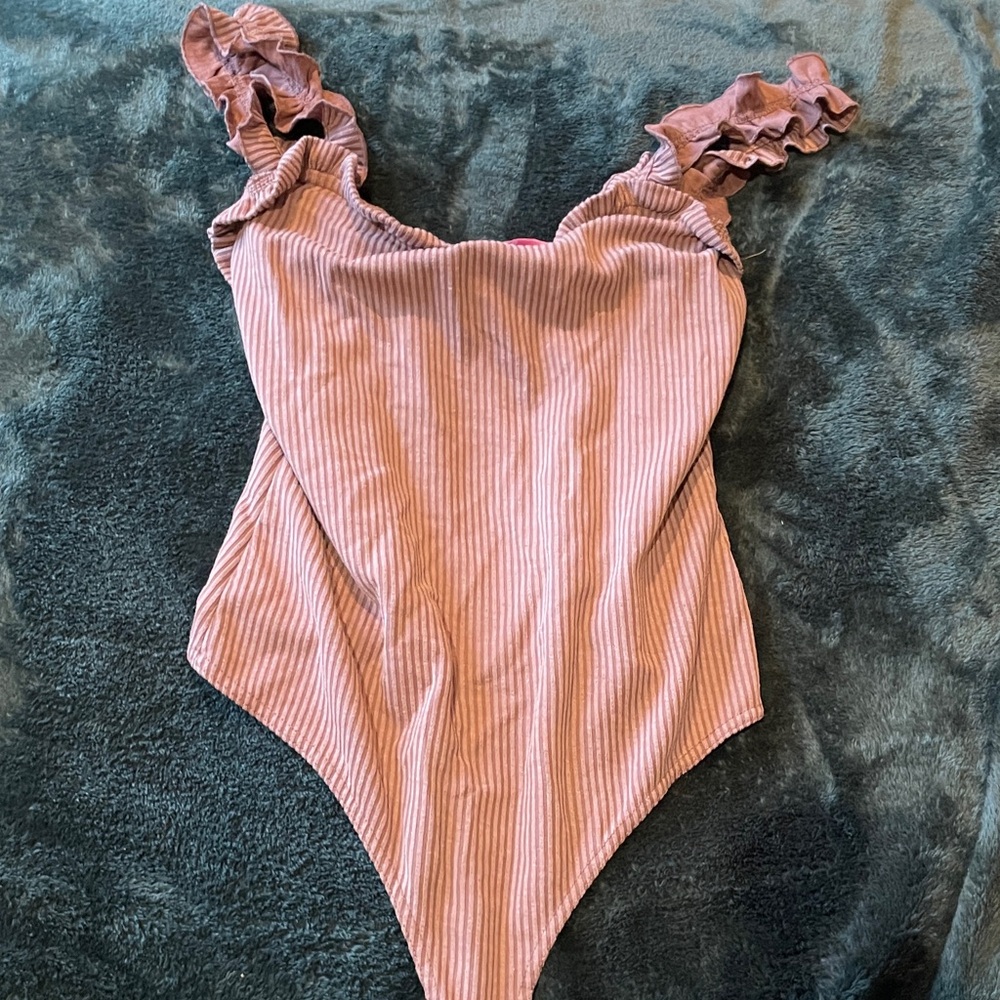 Ruffled Pink Striped Kids One Piece